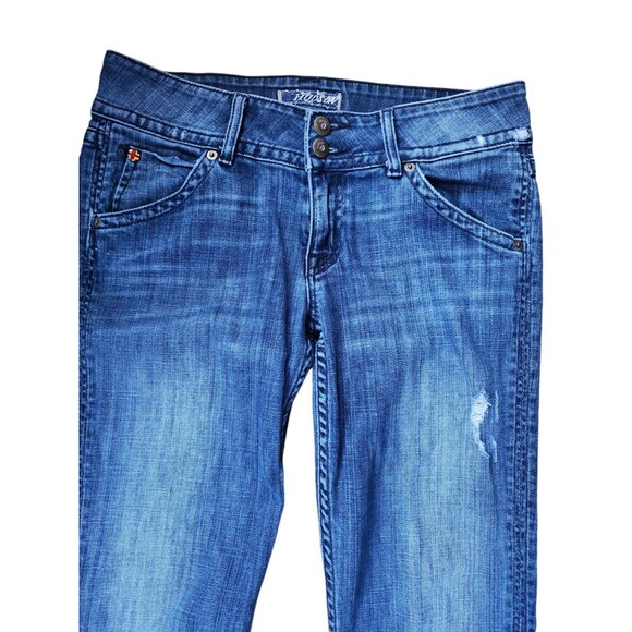 Hudson Vintage Y2K Bootcut Jeans Women's Size 28 Distressed Low Rise Dark Wash - Picture 2 of 9